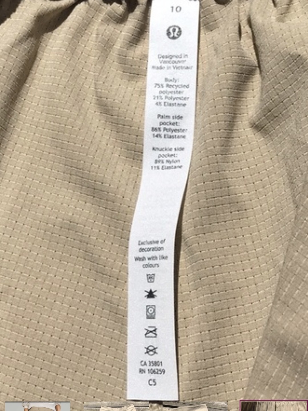 Lululemon Ventlight Cargo Crop Pants Trench Size 10 NWOT - Picture 4 of 5
